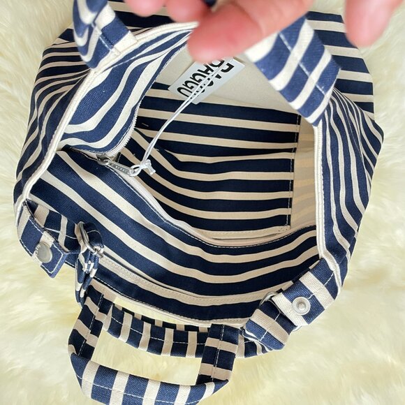 NWT Baggu Zip Duck Bag - Navy Stripe - Picture 2 of 10